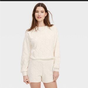 NEW s/m Roller Rabbit Daisy Floral Embossed Terry
Drawstrings Set Cream